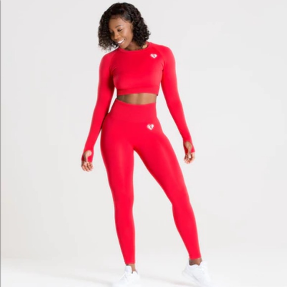 women’s best Pants - Womens best power seamless legging and long sleeve crop top set